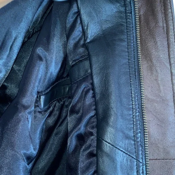 Vintage Mens original Mossimo Leather Bomber Flight Jacket XL brown under collar